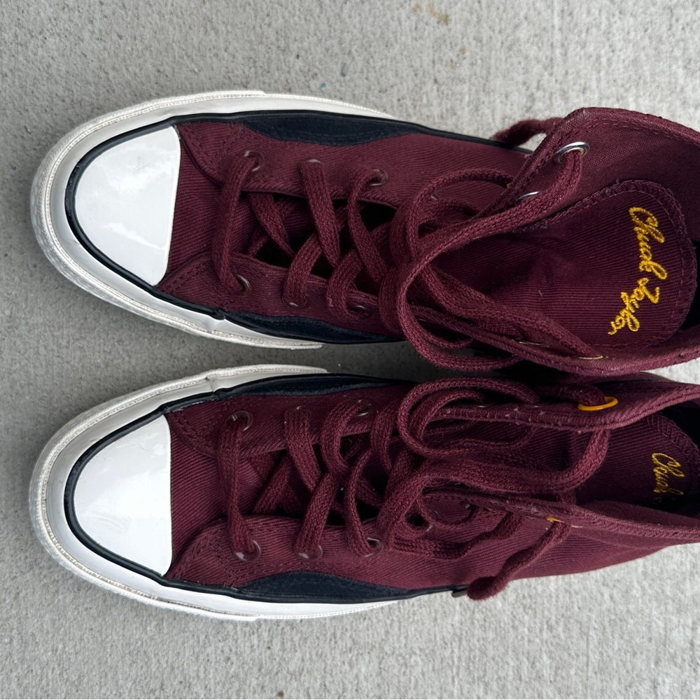 Converse Chuck 70 Burgundy High-Top Sneakers Mixed Materials - Picture 6 of 8